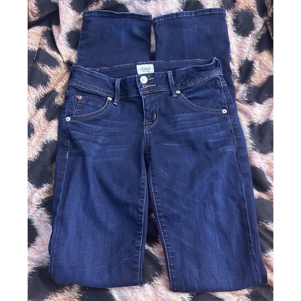 Hudson Women's Dark Wash Blue Skinny Jeans Mid Rise 5-Pocket Denim Made USA